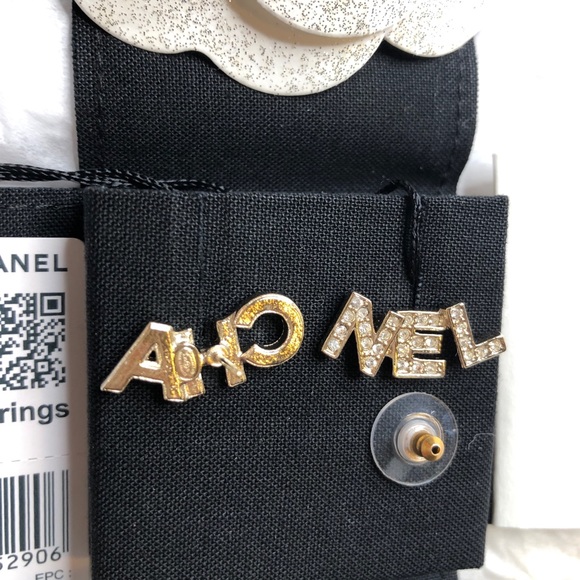 New Authentic Crystal Chanel Letter Earrings ✨🌟 - Picture 4 of 5